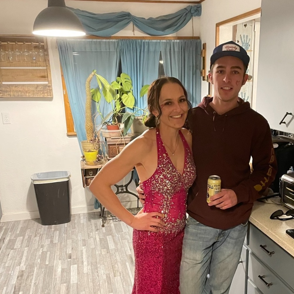 Elegant Pink Sequin Prom Dress